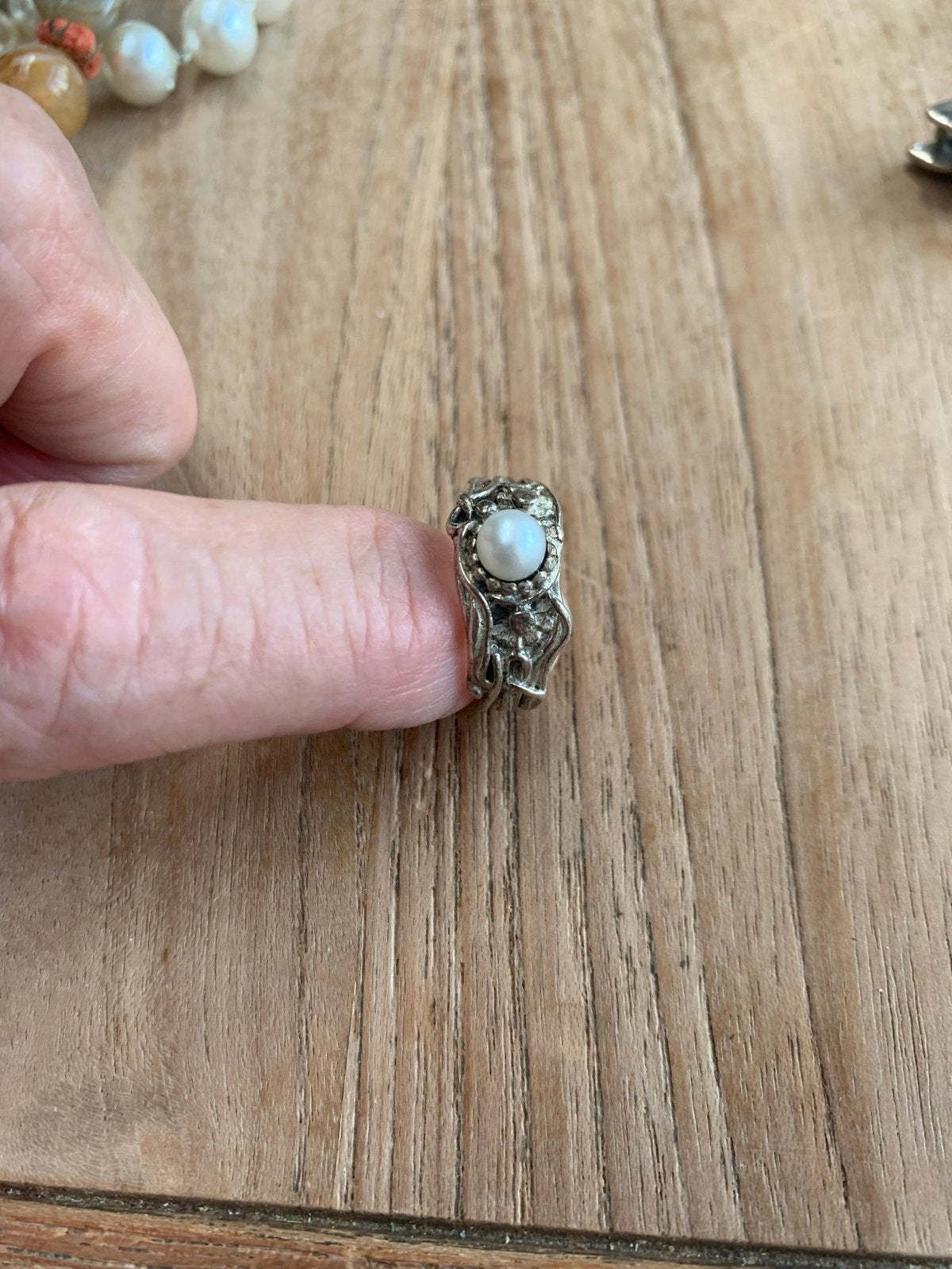 Zilveren Trollbeads ring Jugendpearl met zoetwater parel, Gebruikt, Ophalen of Verzenden, 17 tot 18, Dame of Heer