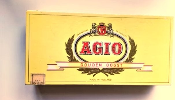 vintage sigarendoos agio gouden oogst made in holland/leeg, Verzamelen, Rookartikelen, Aanstekers en Luciferdoosjes, Ophalen of Verzenden