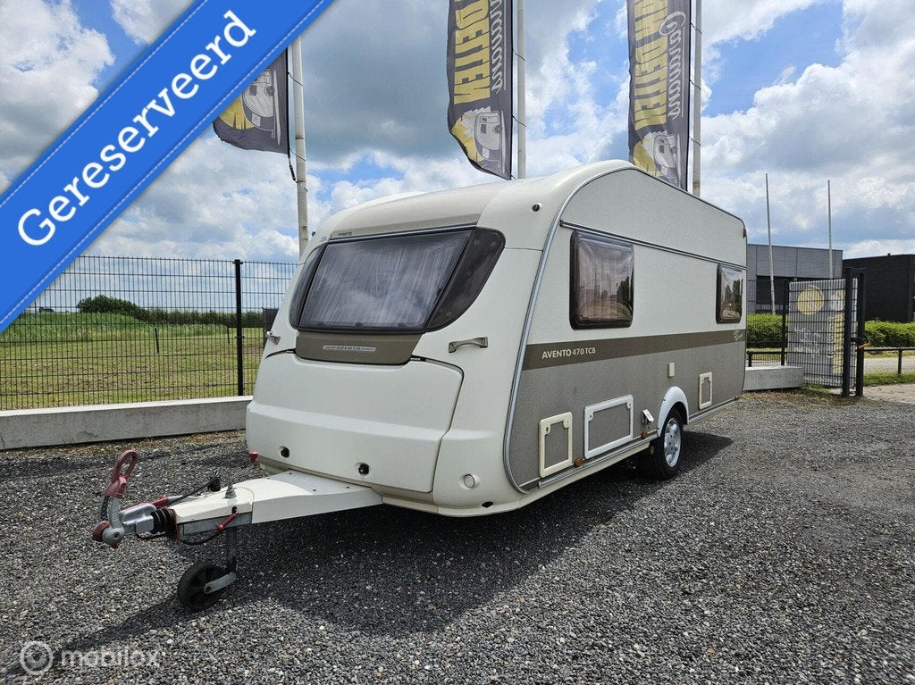AVENTO GRAN TURISMO 470 TCB|ENKELE BEDDEN|MOVER|LUIFEL|ULTRA, Caravans en Kamperen, Caravans, Schokbreker, Avento, Bedrijf, Treinzit