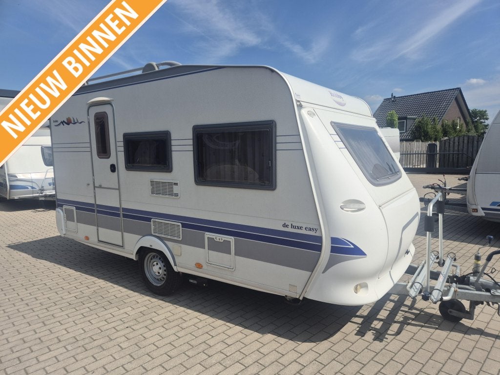 Hobby de Luxe 400 SF + Voortent Mover Fietsendrager, Caravans en Kamperen, Hobby, Schokbreker, Bedrijf, Treinzit