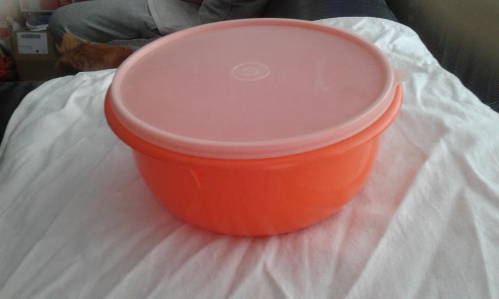 Tupperware bewaartrommel oranje retro vintage, Huis en Inrichting, Keuken | Tupperware, Ophalen, Gebruikt, Oranje