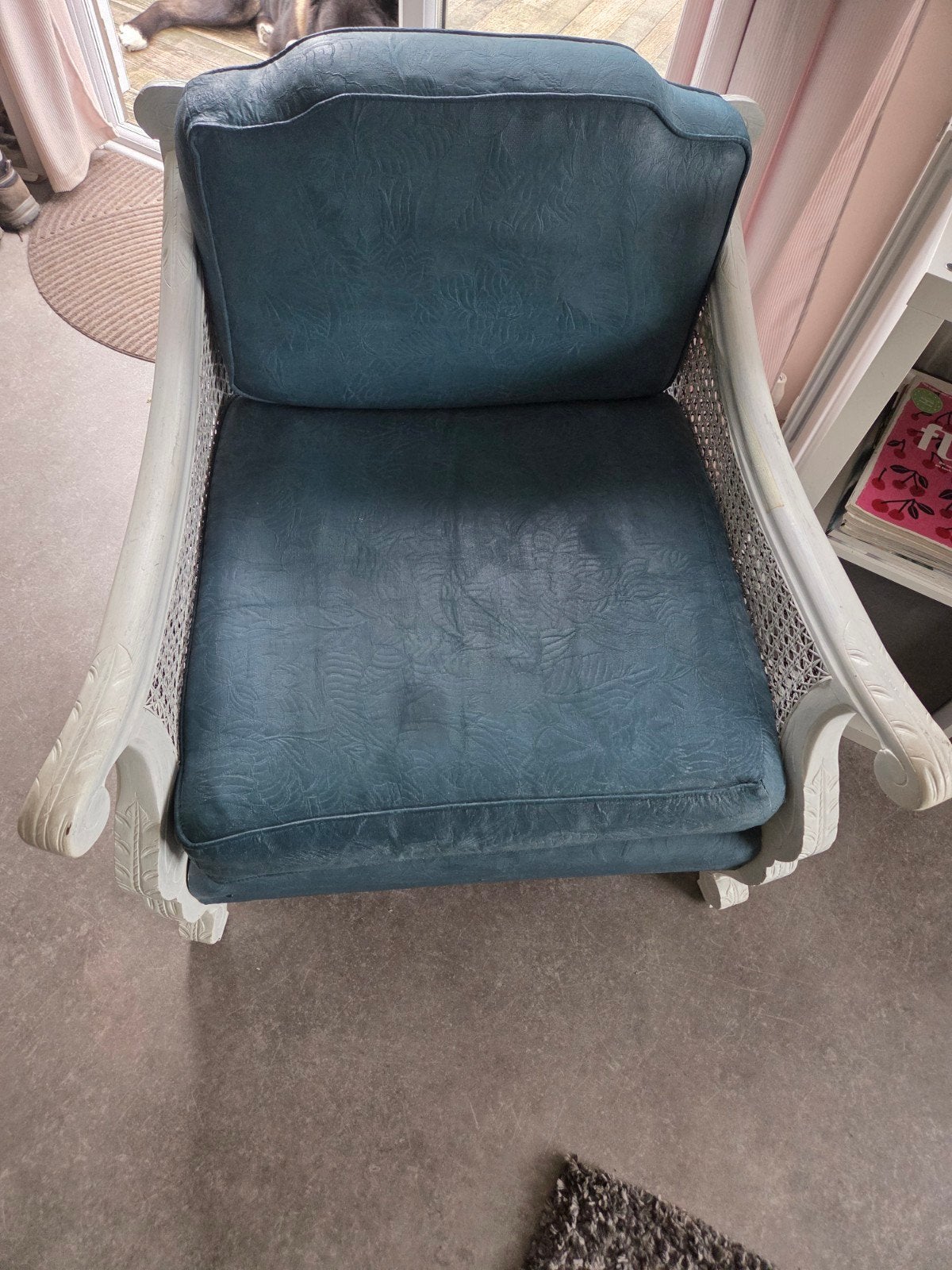 Franse Bergère Fauteuil met webbing, Huis en Inrichting, Ophalen, Hout, Gebruikt, 75 tot 100 cm