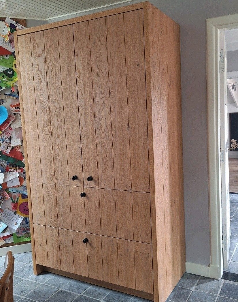 Koelkast/vriezer/lades eikenhout fineer ombouw, Ophalen, Eikenhout, 50 tot 100 cm, Minder dan 100 cm