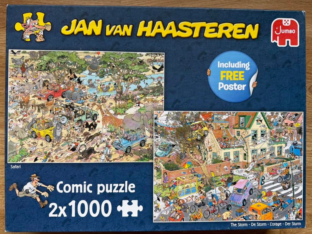 Jan van Haasteren - 2x 1000 st - Safari & Storm, Ophalen, 500 t/m 1500 stukjes, Zo goed als nieuw, Legpuzzel