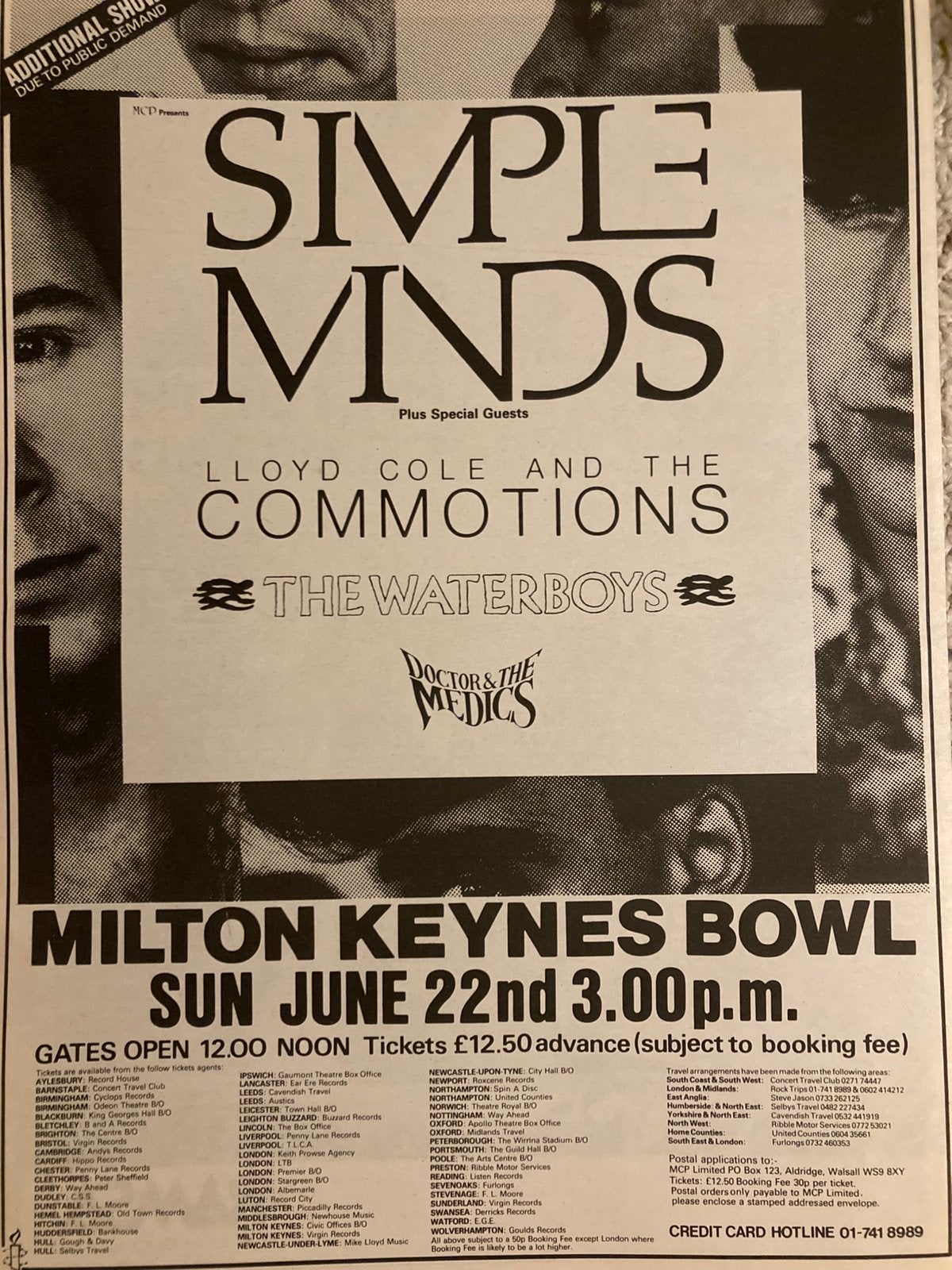 Paginagrote A3 advertentie SIMPLE MINDS Milton Keynes tourq, Ophalen of Verzenden, Gebruikt