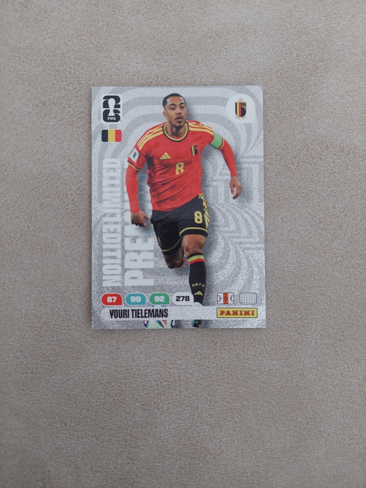 Youri Tielemans Panini Adrenalyn XL FIFA 365 Limited Edition, Ophalen of Verzenden, Zo goed als nieuw, Buitenlandse clubs, Spelerskaart