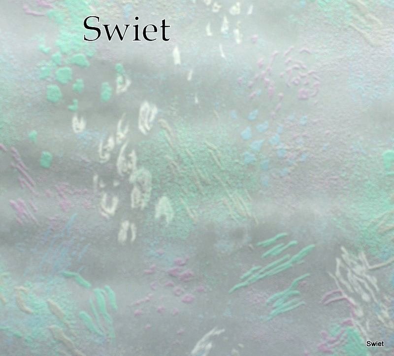7772 Eighties vinyl behang zilverblauw met mint lila swiet, Ophalen of Verzenden, Wit