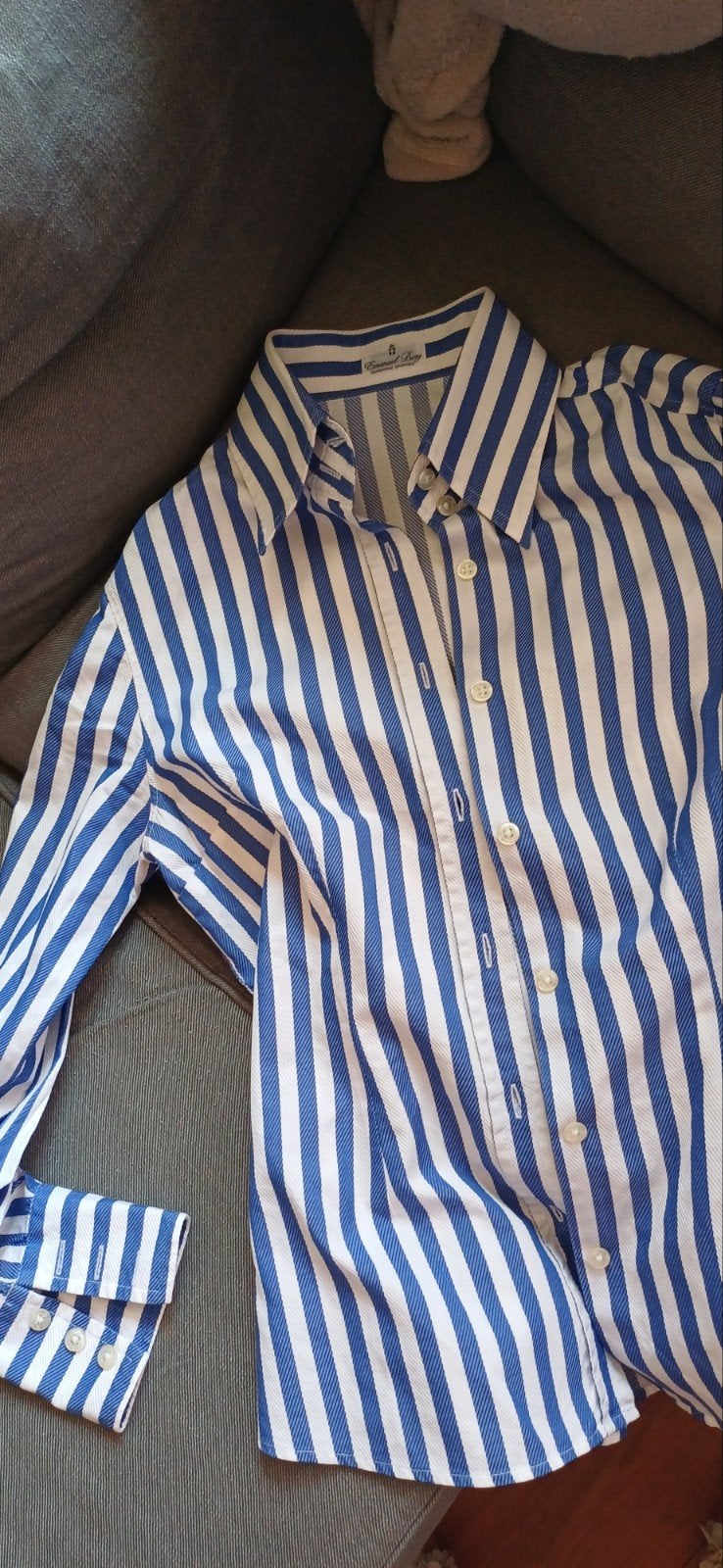 Mooie blauw wit gestreepte getailleerde blouse, maat 38, Maat 38/40 (M), Blauw, Nieuw, Ophalen of Verzenden