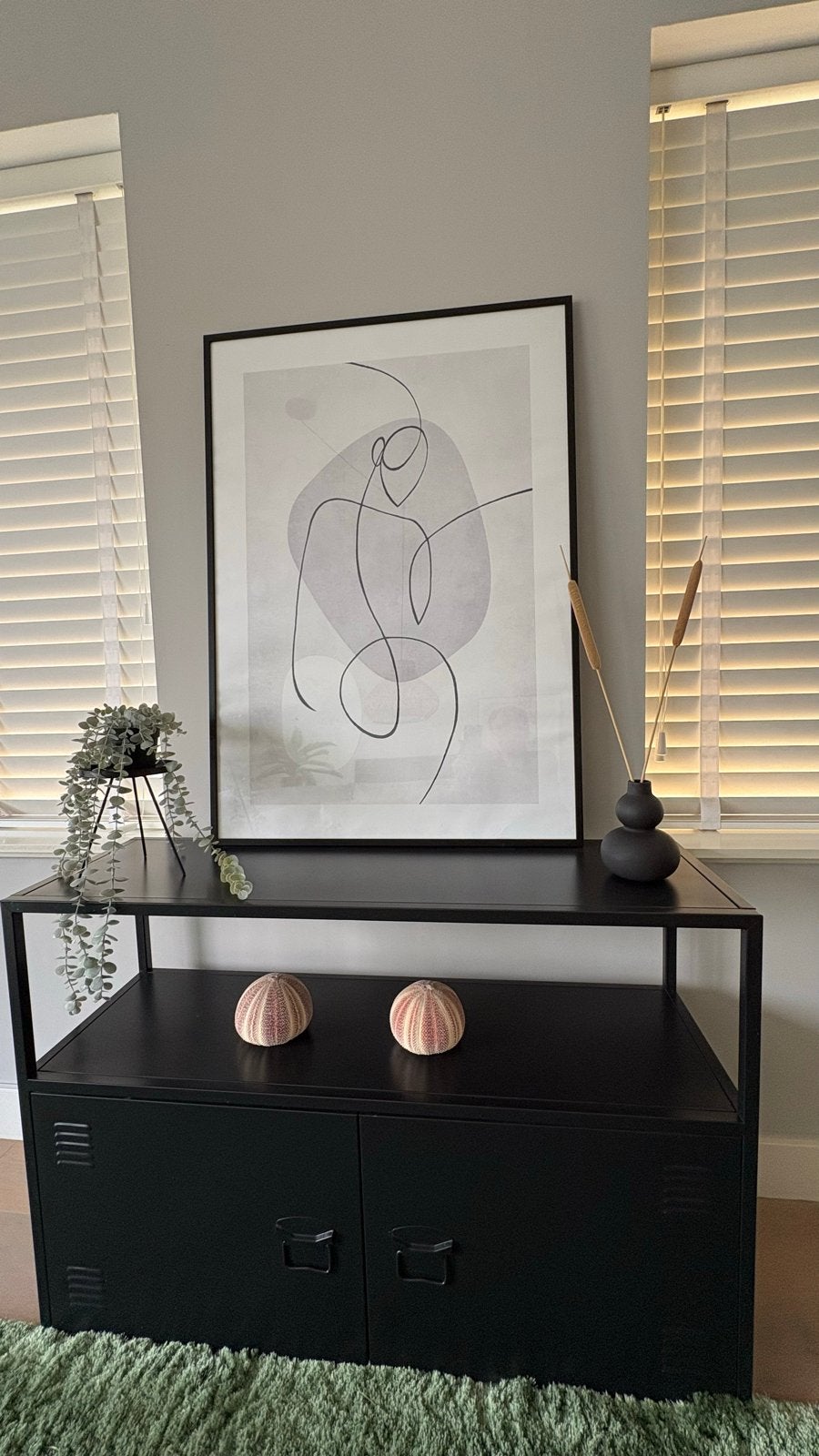 Zwart metalen kast, accessoires, omlijsting en poster, Ophalen, Zwart, Zo goed als nieuw, Metaal
