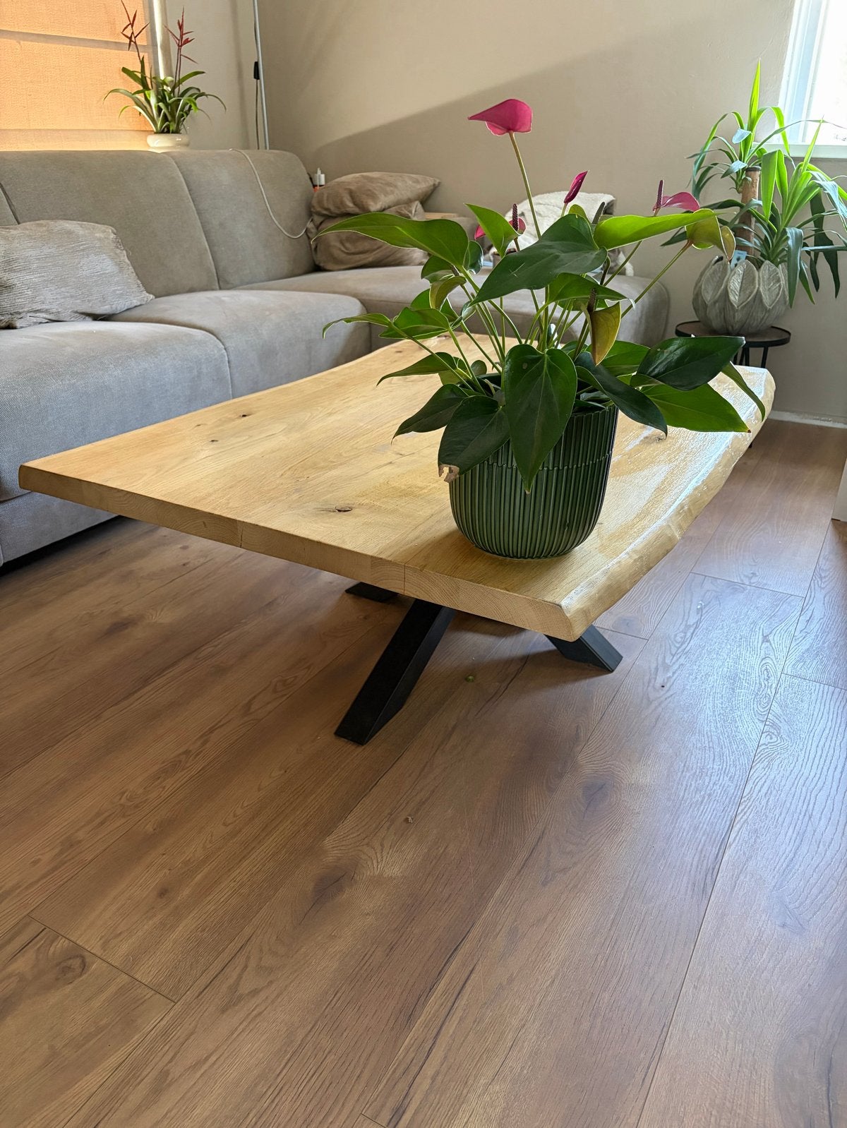 Salontafel massief eikenhout 120x80 cm, Huis en Inrichting, Tafels | Salontafels, Ophalen, 100 tot 150 cm, Eikenhout, 50 tot 100 cm