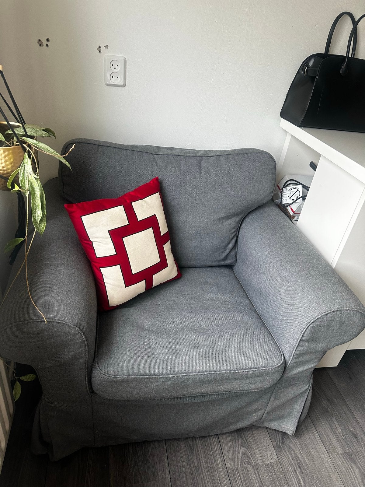 EKTORP IKEA grijze fauteuil - 104x88x88cm, Gebruikt, 75 tot 100 cm, Ophalen of Verzenden, 100 tot 125 cm