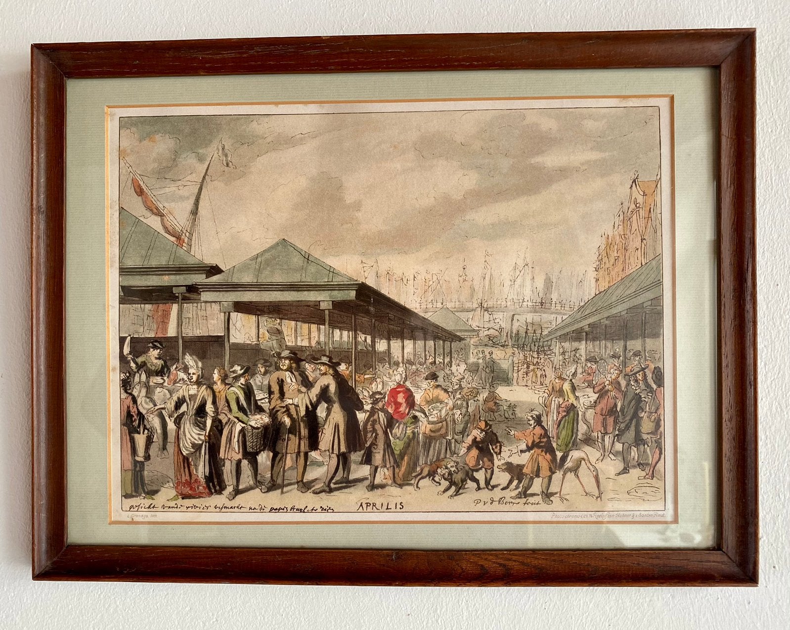Gezicht op de riviervismarkt te Amsterdam, litho uit 1900., Antiek en Kunst, Ophalen of Verzenden