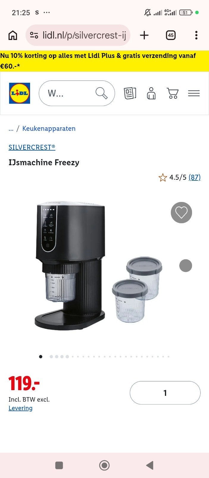 Ijsmachine freezy, Ophalen of Verzenden, Zo goed als nieuw