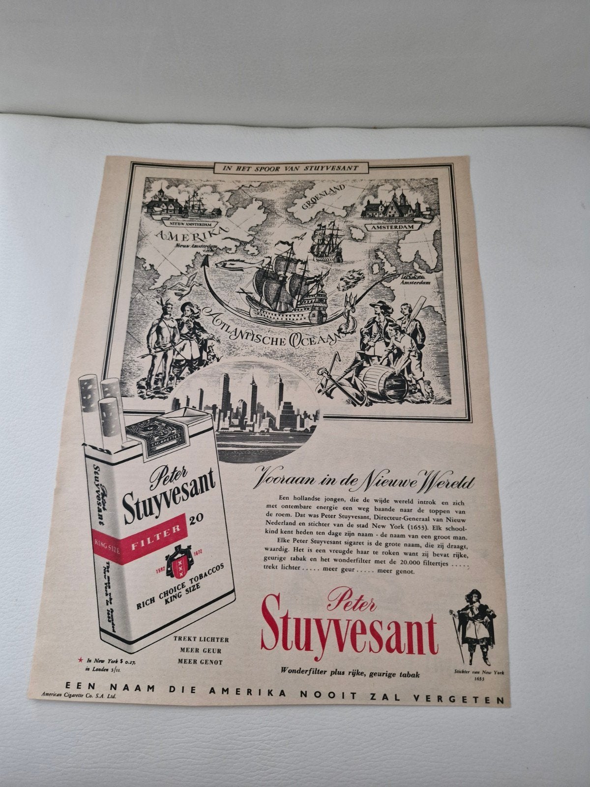 Vintage Peter Stuyvesant advertentie (ca. 32 x 24 cm), Ophalen of Verzenden, Gebruikt, Overige typen