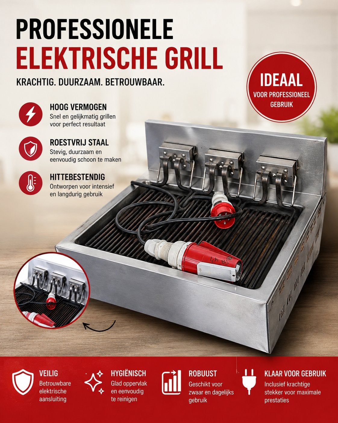 Elektrische Grill , ideaal voor horeca, Ophalen, Grill, Steengrill, Grill