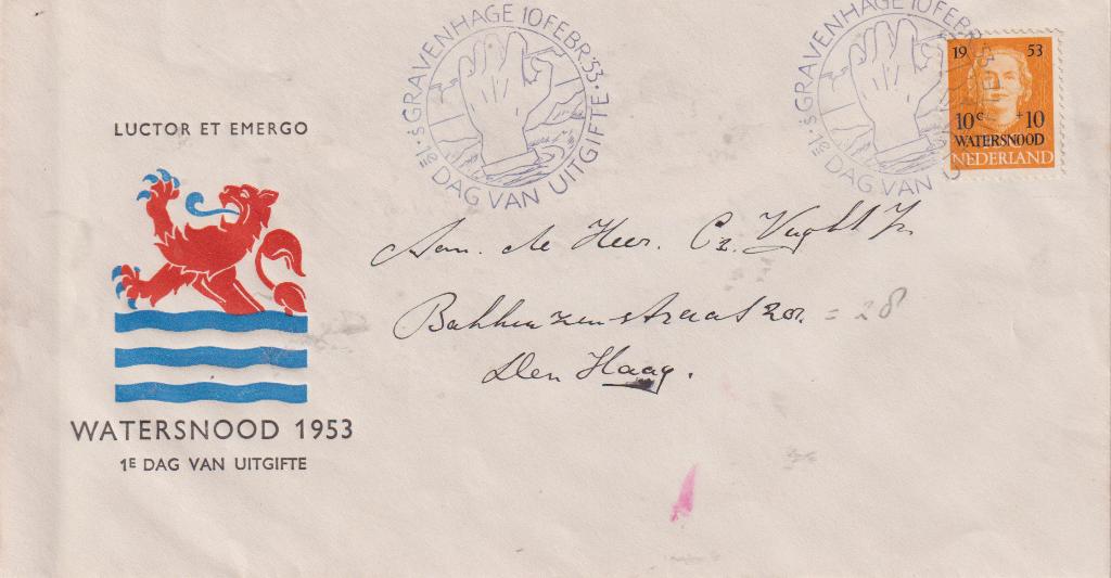 Nederland 1953 E12 Watersnood, Verzenden, Beschreven, Europa
