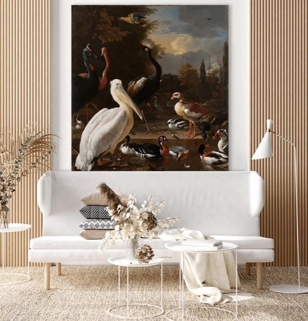 Schilderij Melchior d'Hondecoeter afmeting 120 x 132 cm, Ophalen, Doek, Oud hollands, Bijzondere lijst