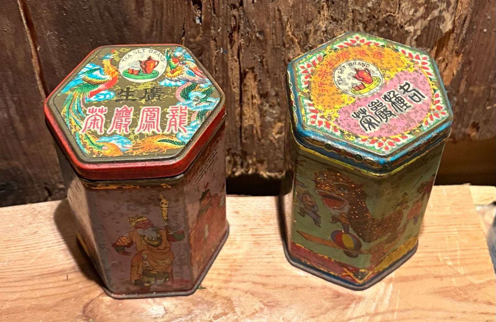 Vintage Chinese theeblikjes met originele thee, Ophalen