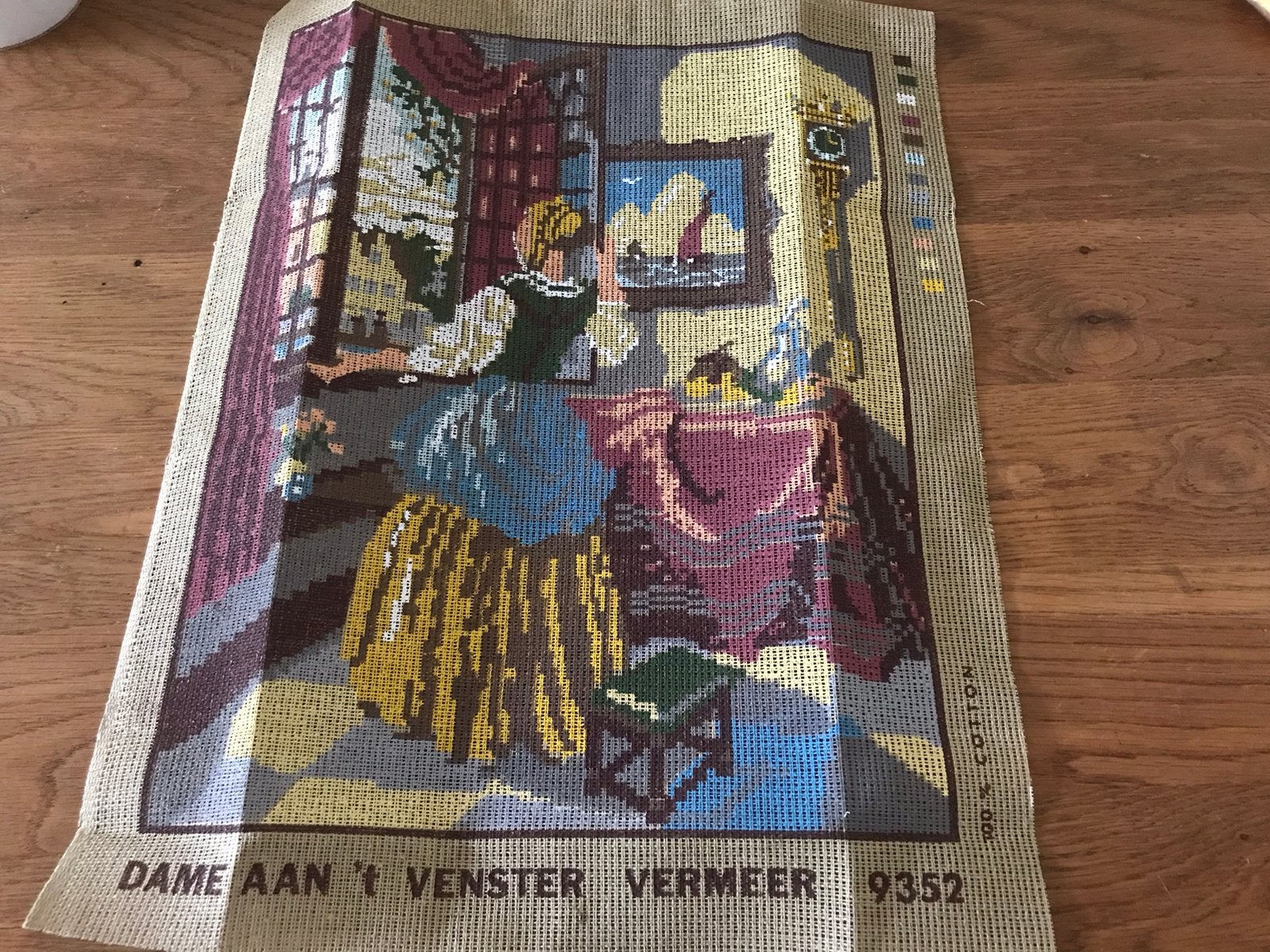 Bedrukt  stramien , dame aan het venster Vermeer , borduren, Ophalen of Verzenden, Zo goed als nieuw