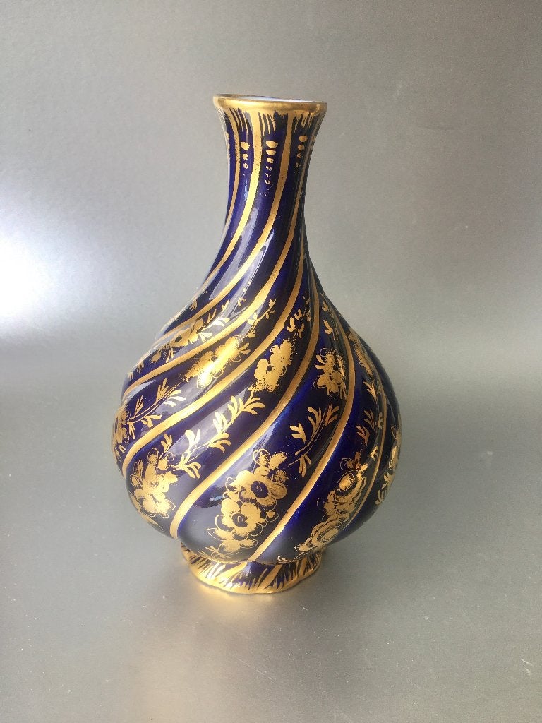 Antiek blauw met goud porseleinen vaasje, porcelaine paris, Ophalen of Verzenden