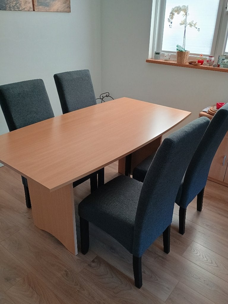 Eetkamertafel met 4 stoelen, Ophalen, Gebruikt, 50 tot 100 cm, 150 tot 200 cm