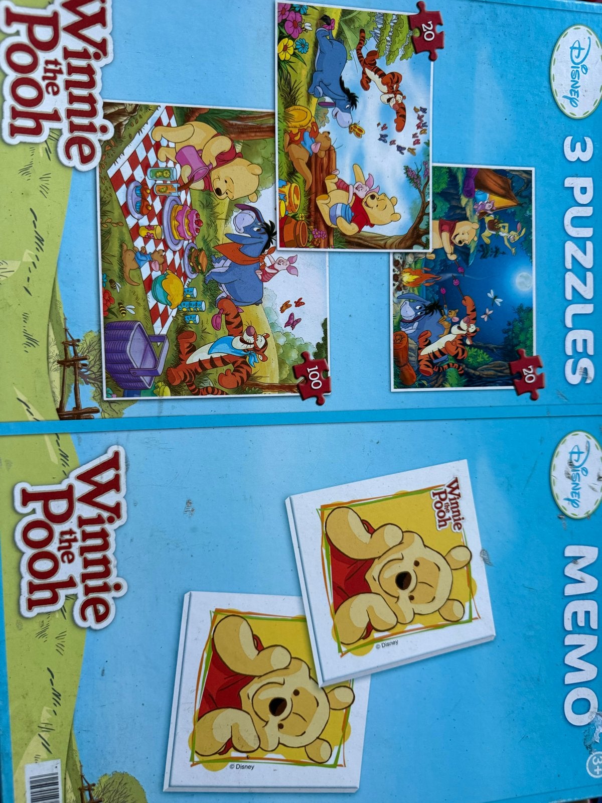 Winnie the Pooh Puzzel & Memo Spel Set, Ophalen of Verzenden, Meer dan 50 stukjes, Zo goed als nieuw, 4 tot 6 jaar