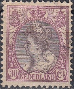 Nederland 1.36.4- 1899- 5 x Wilhelmina Bontkraag- NVPH-72- G, Verzenden, T/m 1940, Gestempeld