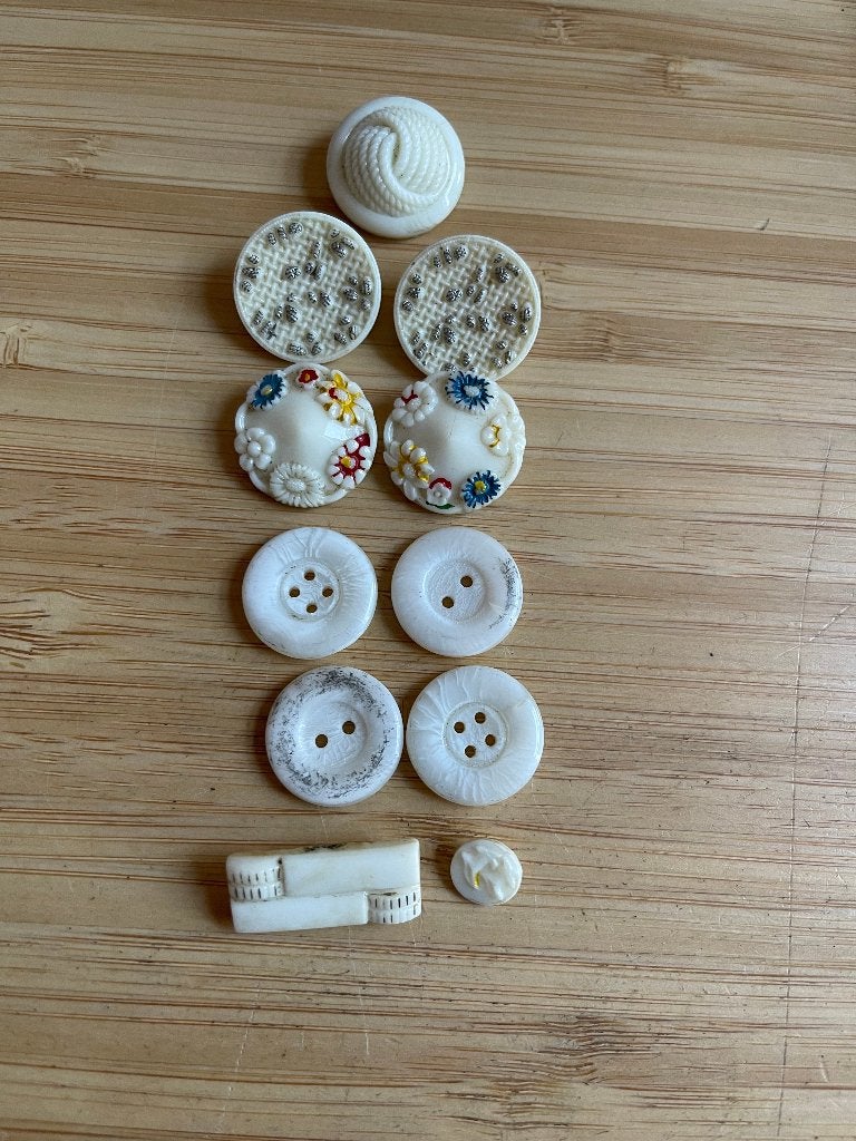 Mooie set Uranium glas knoopjes 11 stuks, Ophalen of Verzenden, Gebruikt, Knoop of Knopen