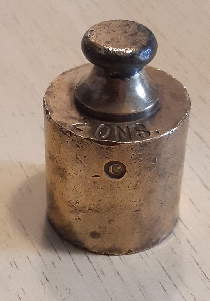 gewichtje 2 ons - gewichten (H14), Antiek en Kunst, Antiek | Koper en Brons, Ophalen of Verzenden