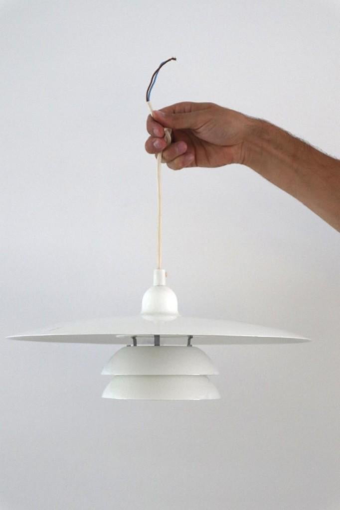 Vintage Deense schalen lamp / retro mid century hanglamp 60, Ophalen of Verzenden, Zo goed als nieuw, Metaal