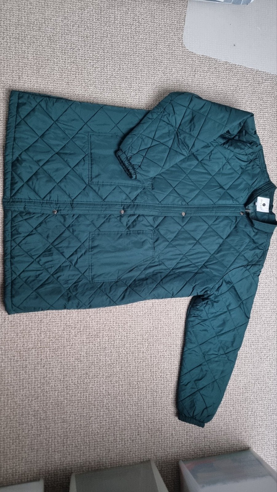 Zhenzi XL doorgestikte jas in flessegroen, Zhenzi, Maat 46/48 (XL) of groter, Ophalen of Verzenden, Zo goed als nieuw