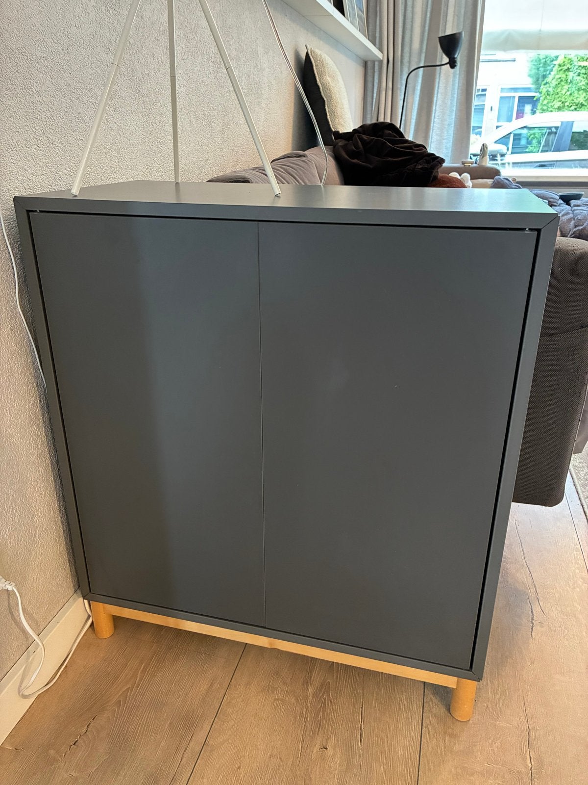 IKEA Eket kastje - Donkergrijs met houten poten, Ophalen, Gebruikt