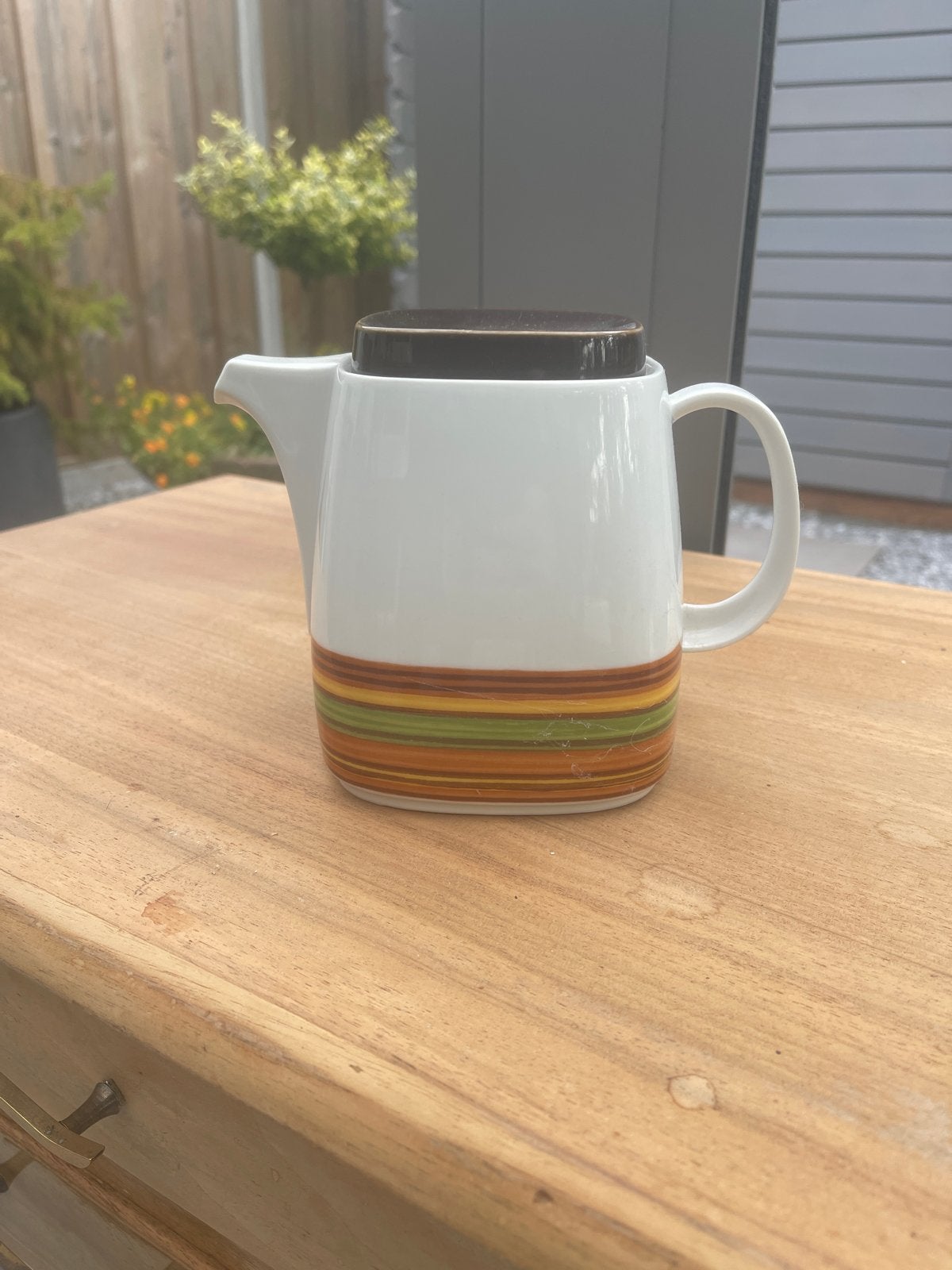 Vintage Schirnding Bavaria theepot met streepdecor, Ophalen of Verzenden