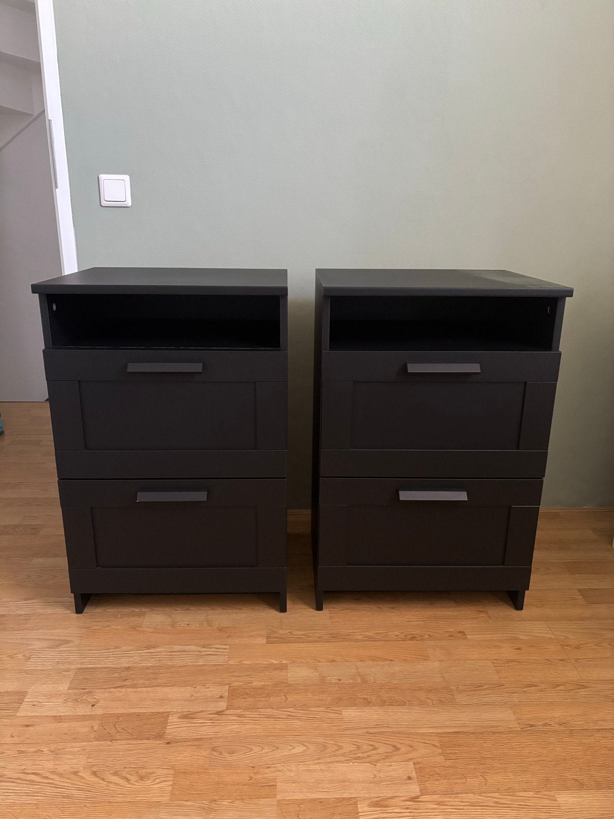 2x IKEA Brimnes Nachtkastje Zwart - Nette Staat, Ophalen, Zo goed als nieuw, 45 tot 65 cm, 70 cm of meer