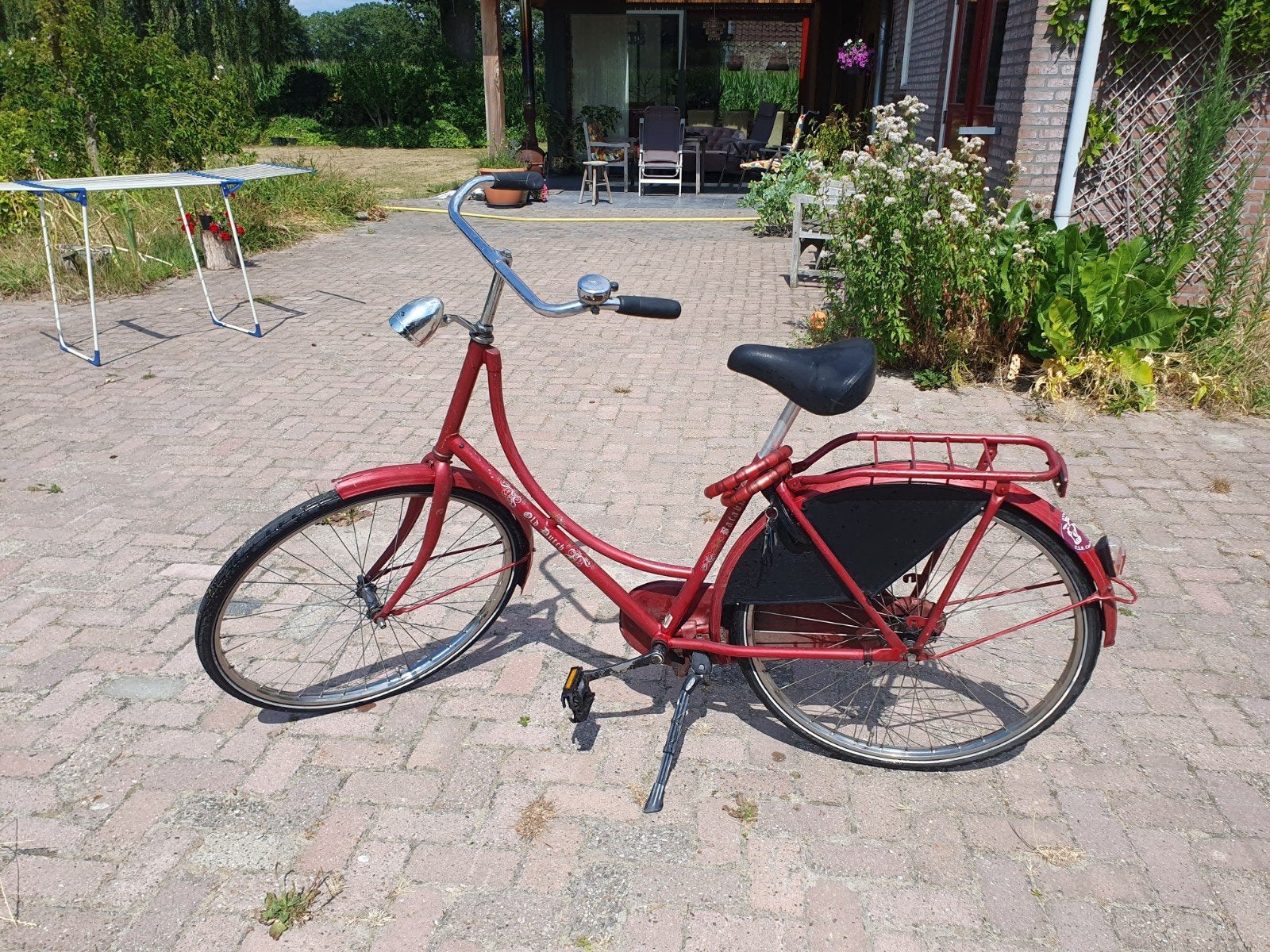 Rode Batavus Old Dutch Omafiets, Fietsen en Brommers, Fietsen | Dames | Omafietsen, Ophalen, Terugtraprem, Gebruikt, Batavus Old Dutch