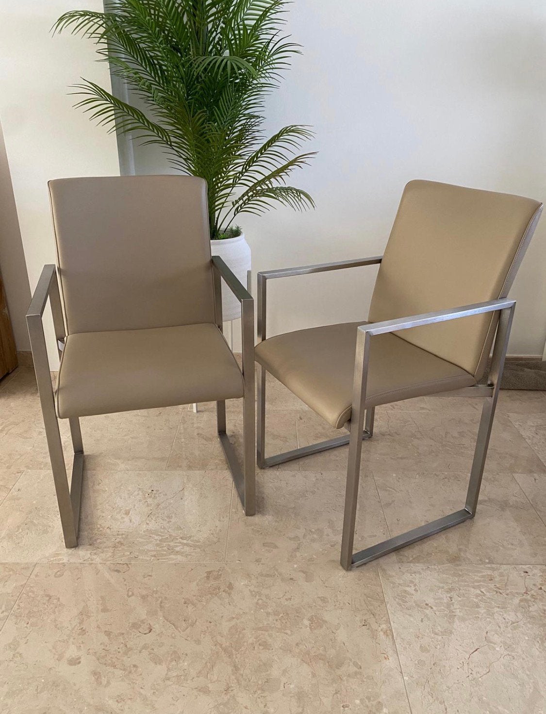 2 prachtige echt lederen stoelen, nog als nieuw, Ophalen, Twee, Overige kleuren, Leer