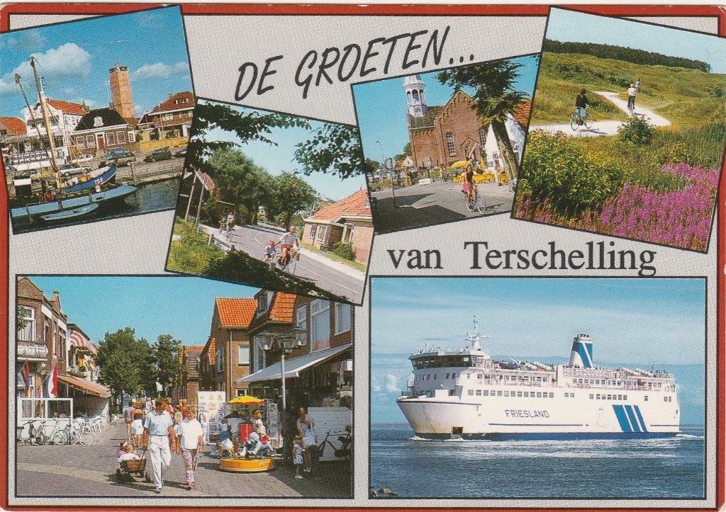 TERSCHELLING Haven Centrum Veerboot Groeten, Verzamelen, Verzenden, 1980 tot heden, Gelopen, Waddeneilanden