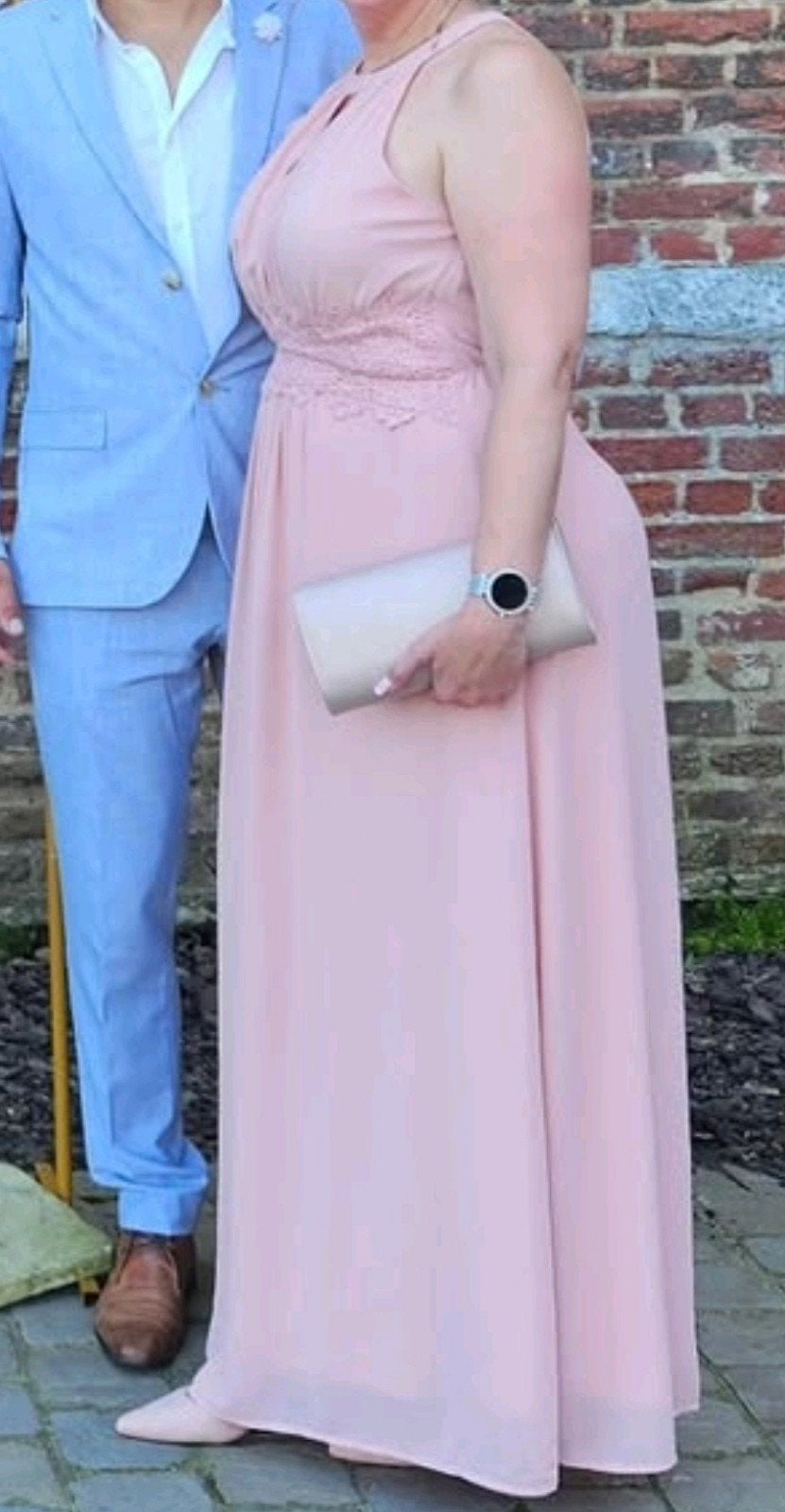 Gala jurk, bruiloft jurk, lange jurk,  maat 44, Vila, Zo goed als nieuw, Roze, Bruidsmeisjeskleding