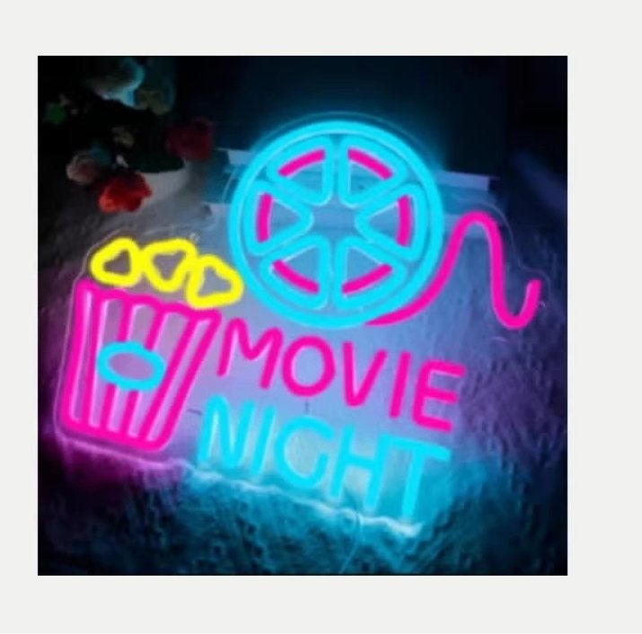 LED lamp neon stijl Movie Night (39x32cm), Ophalen of Verzenden, Nieuw, Lichtbak of (neon) lamp