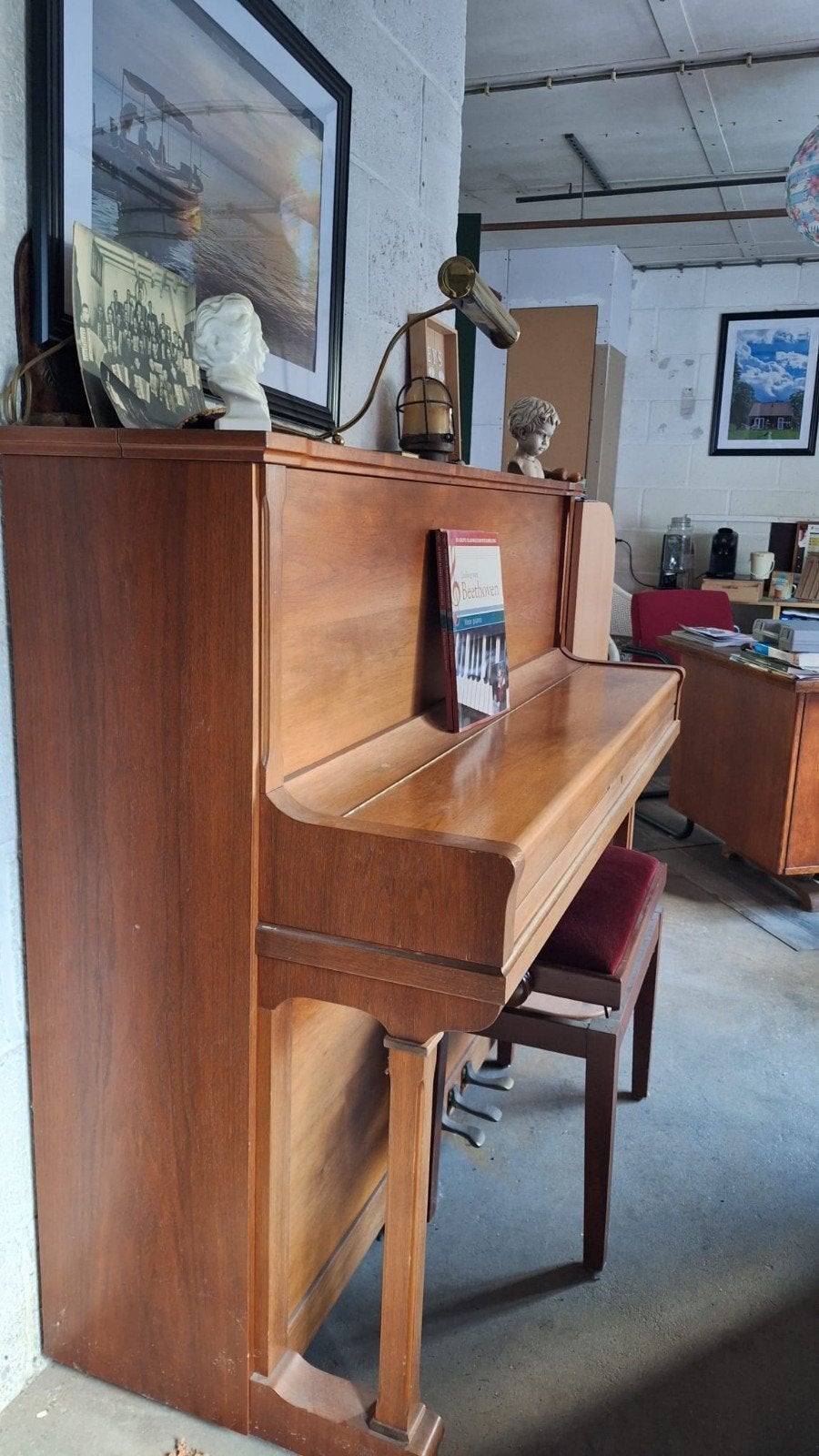Mooie houten piano, ideaal voor beginners, Ophalen, Gebruikt, Bruin, Piano