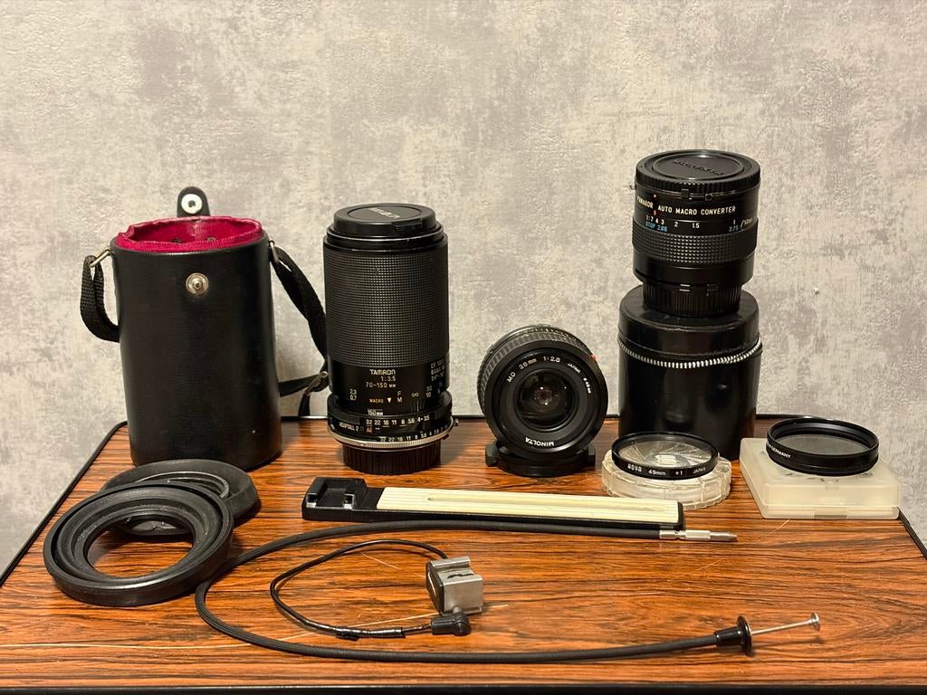 Vintage Cameralenzen & Accessoires Set - Tamron, Minolta, Ophalen of Verzenden, Gebruikt, Standaardlens, Zoom