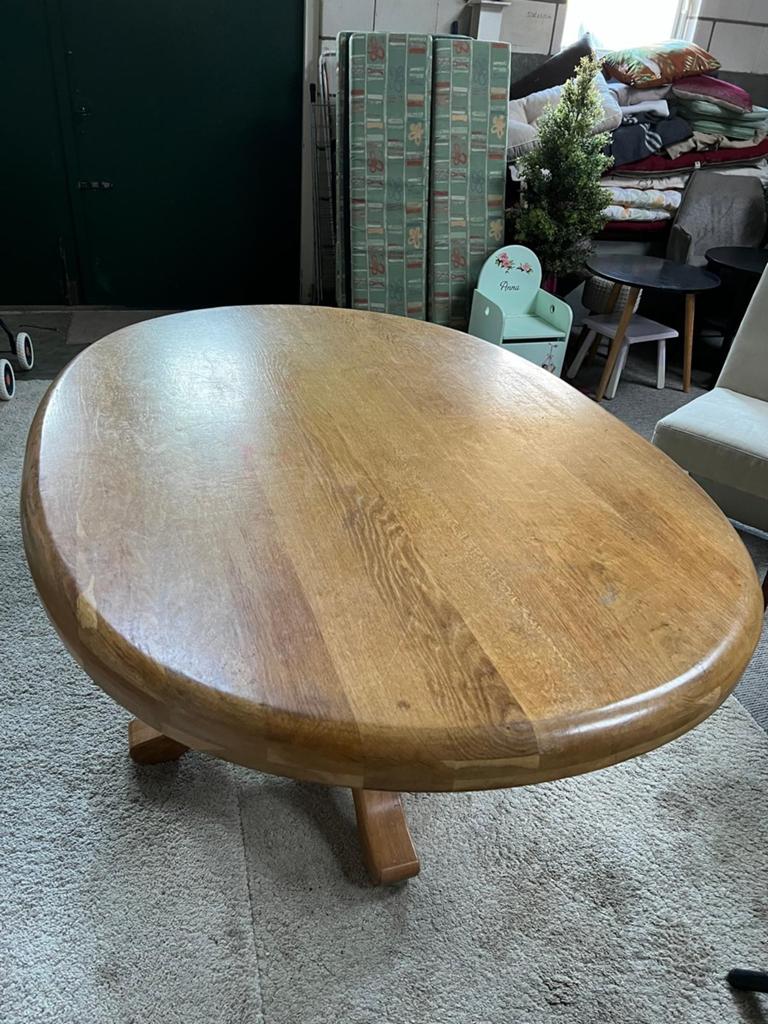 Massief blank eiken houten eettafel - ovaal 165x110 69x75h, Ophalen, Gebruikt, 100 tot 150 cm, Klassiek