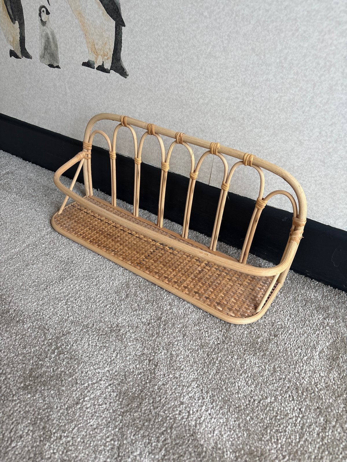 Rotan wandplankje / boekenrekje, Huis en Inrichting, Woonaccessoires | Wandplanken en Boekenplanken, Ophalen of Verzenden, Gebruikt