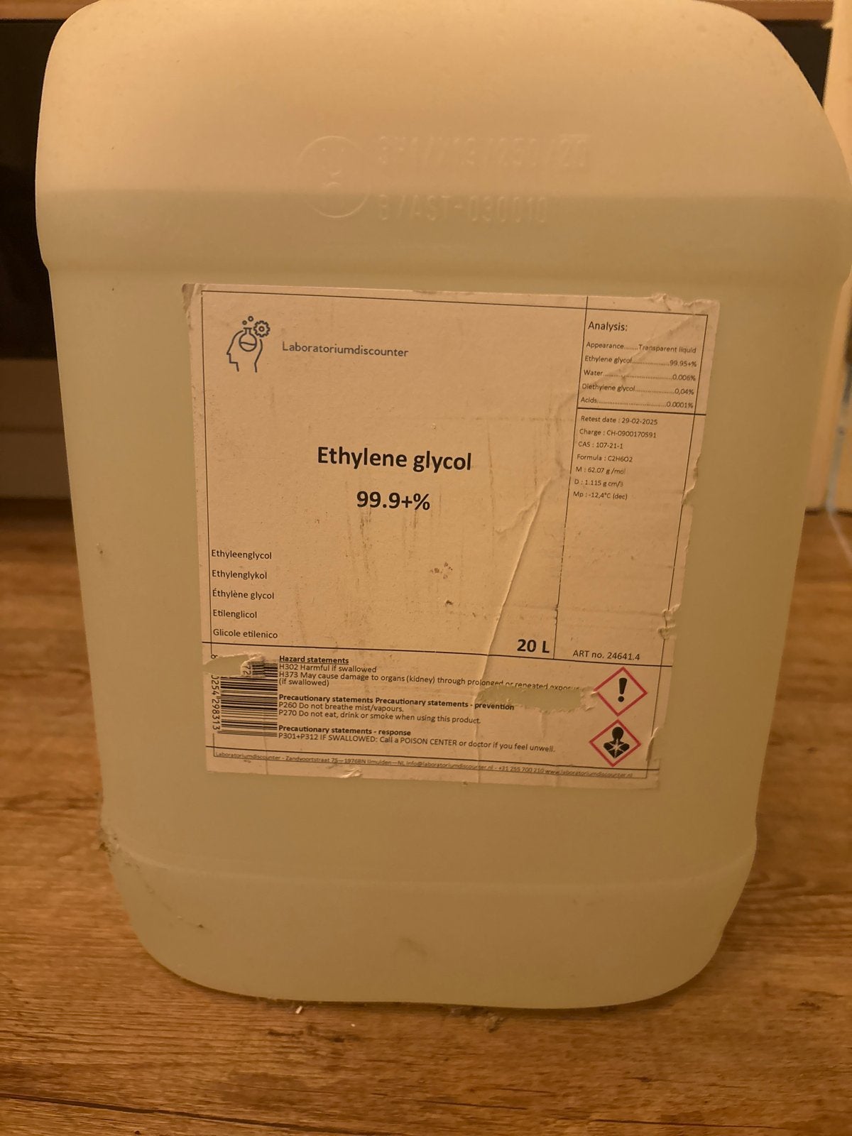 Ethyleenglycol 99.9% zuiver, 2x20L, Ophalen, Nieuw