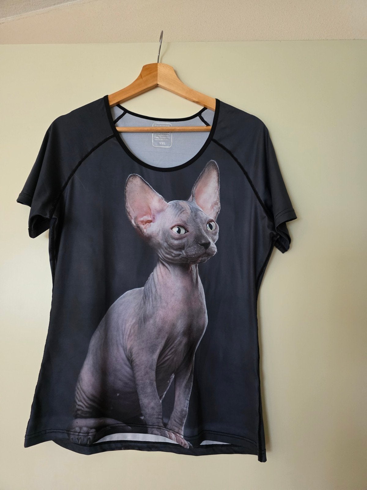 T-shirt met Sphynx kat print - Maat XXL, Maat 42/44 (L), Ophalen of Verzenden, Korte mouw, Grijs