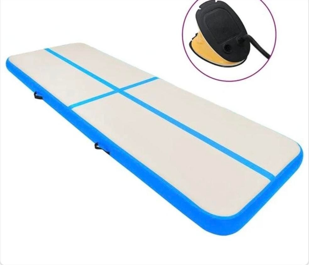 Opblaasbare Turnmat Airtrack 300x100x20 cm met Pomp, Ophalen, Zo goed als nieuw, Blauw, Materiaal