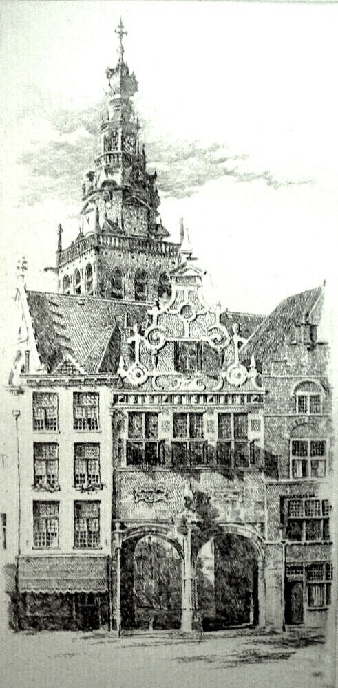 Etsen van Piet en Jan Hohmann, Antiek en Kunst, Ophalen, Stadsgezicht, Genummerd, 1950 - 1999