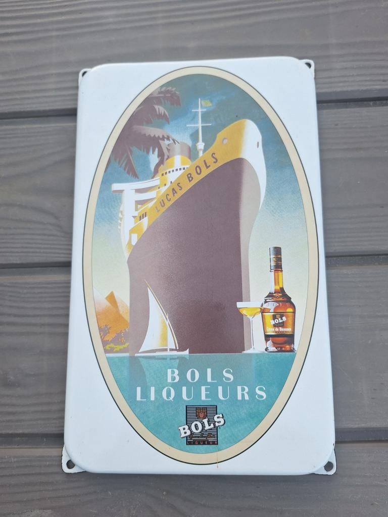Vintage Emaille Bord Lucas Bols Liqueurs 20x33 cm, Ophalen of Verzenden