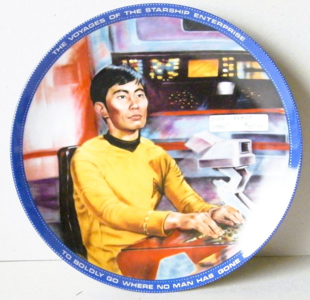 Sierbord Star Trek Sulu 1985, Ophalen of Verzenden, Zo goed als nieuw, Tv, Beeldje, Replica of Model