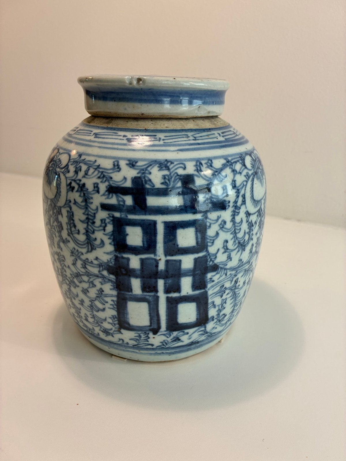 Antieke Chinese gemberpot met dubbel geluk symbool, Ophalen of Verzenden